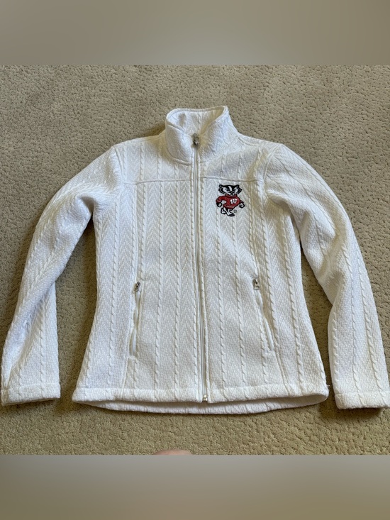 G-III Jackets & Blazers - Wisconsin Badgers G-lll By Carl Banks Women’s Full Zip Sweater Fleece White XS